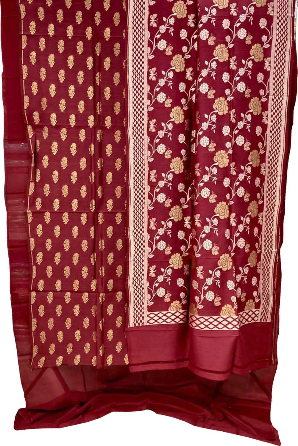 Elegant Red Banarasi Handloom Moonga Silk Suit Set