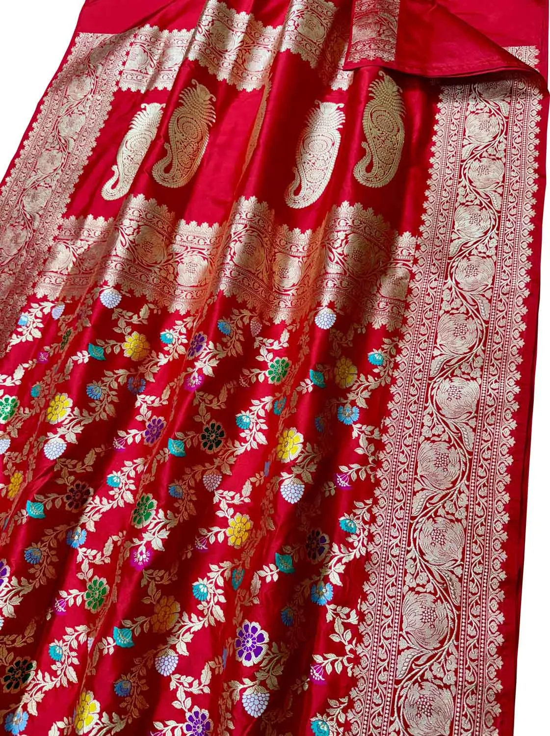 Elegant Red Banarasi Silk Meenakari Saree