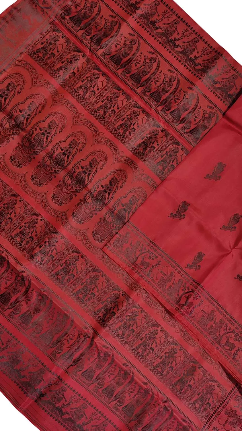 Elegant Red Handloom Swarnachari Pure Silk Saree