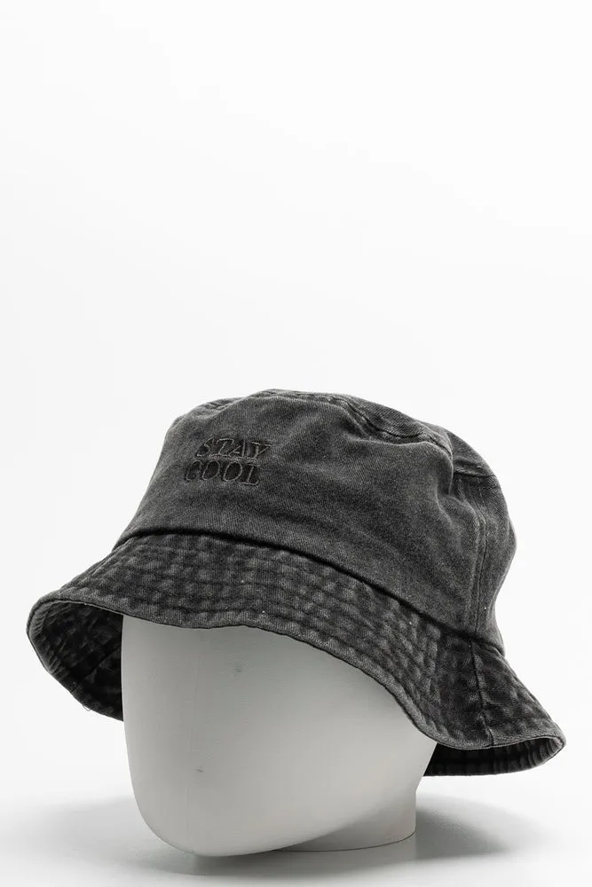 Embroidered Bucket Hat Black