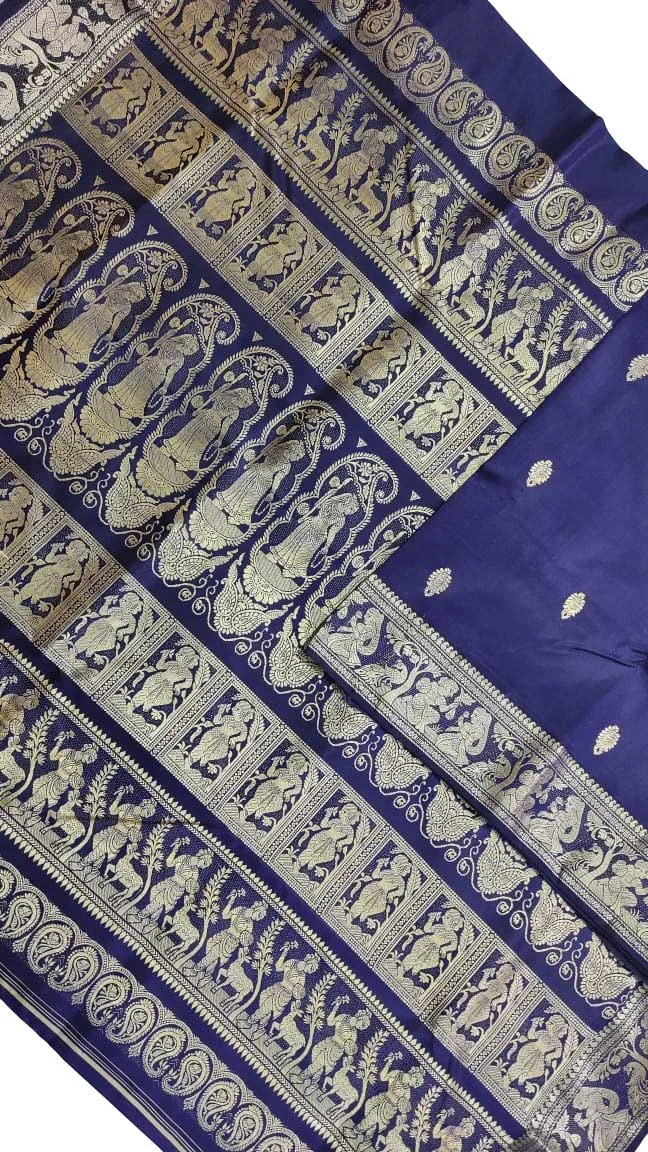 Exquisite Blue Baluchari Silk Saree - Handloom Beauty