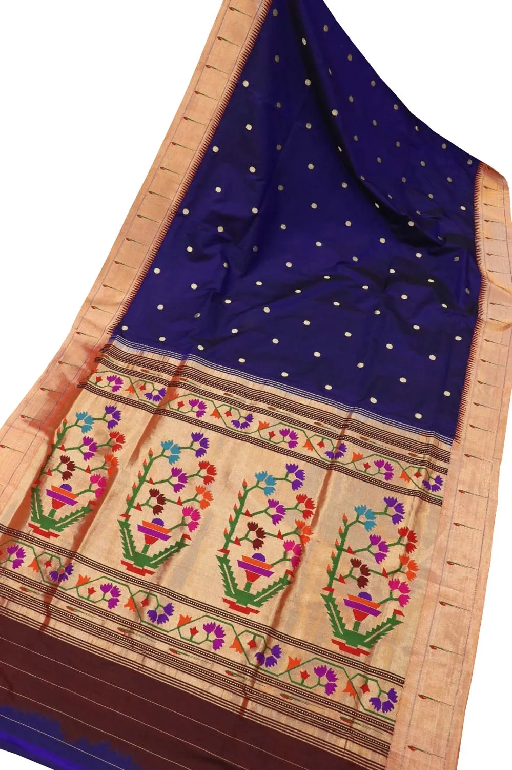 Exquisite Blue Paithani Handloom Silk Saree with Muniya Border