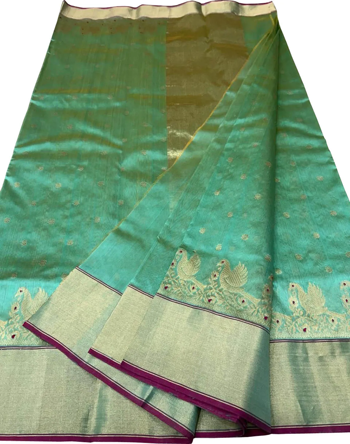 Exquisite Green Chanderi Handloom Silk Saree: Pure Elegance