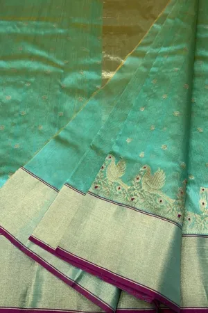 Exquisite Green Chanderi Handloom Silk Saree: Pure Elegance