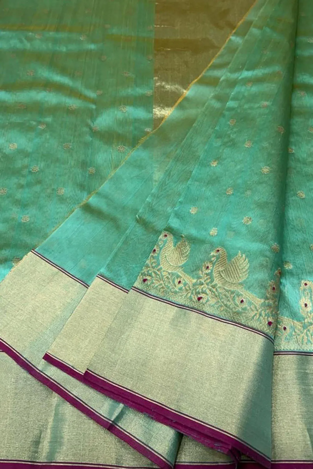 Exquisite Green Chanderi Handloom Silk Saree: Pure Elegance