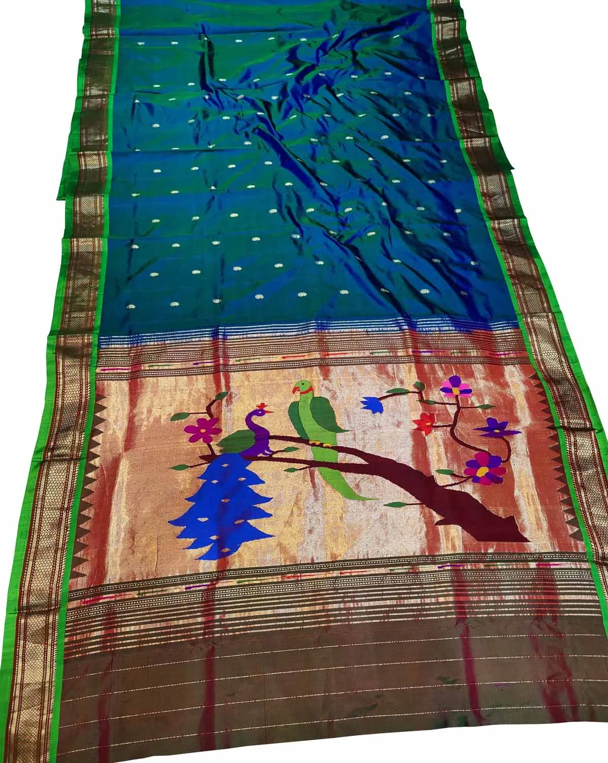 Exquisite Green Paithani Handloom Pure Silk Saree