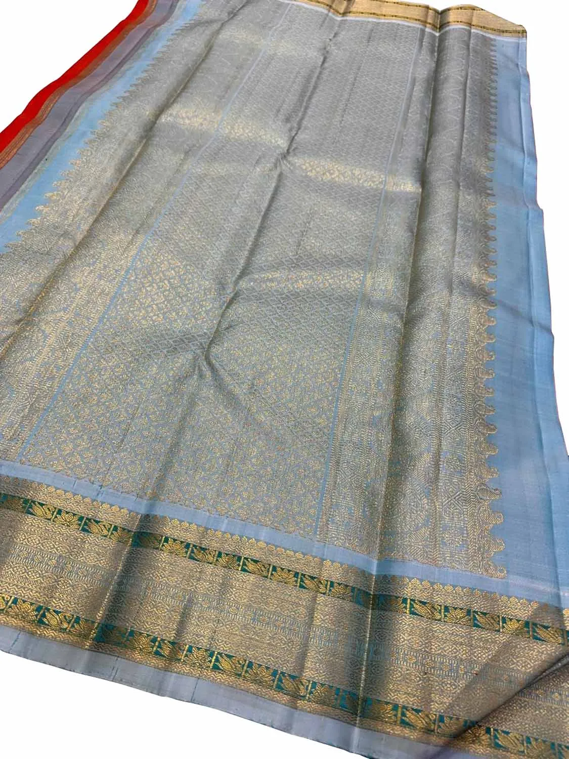 Exquisite Orange Kanjeevaram Silk Saree - Handloom Beauty