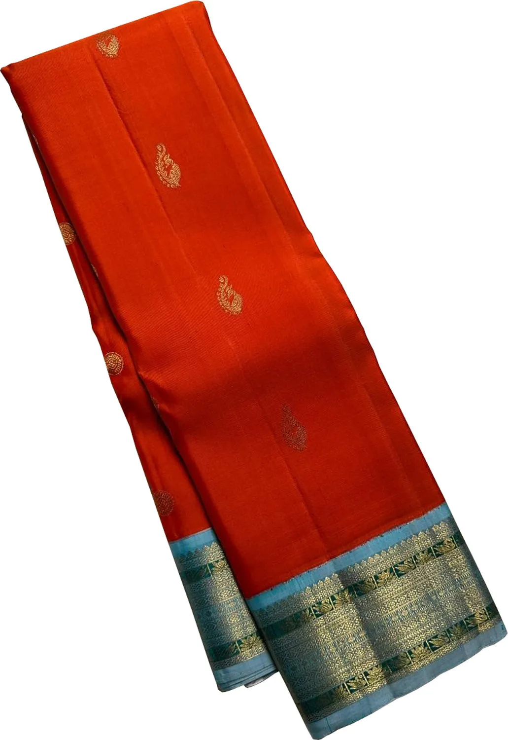 Exquisite Orange Kanjeevaram Silk Saree - Handloom Beauty