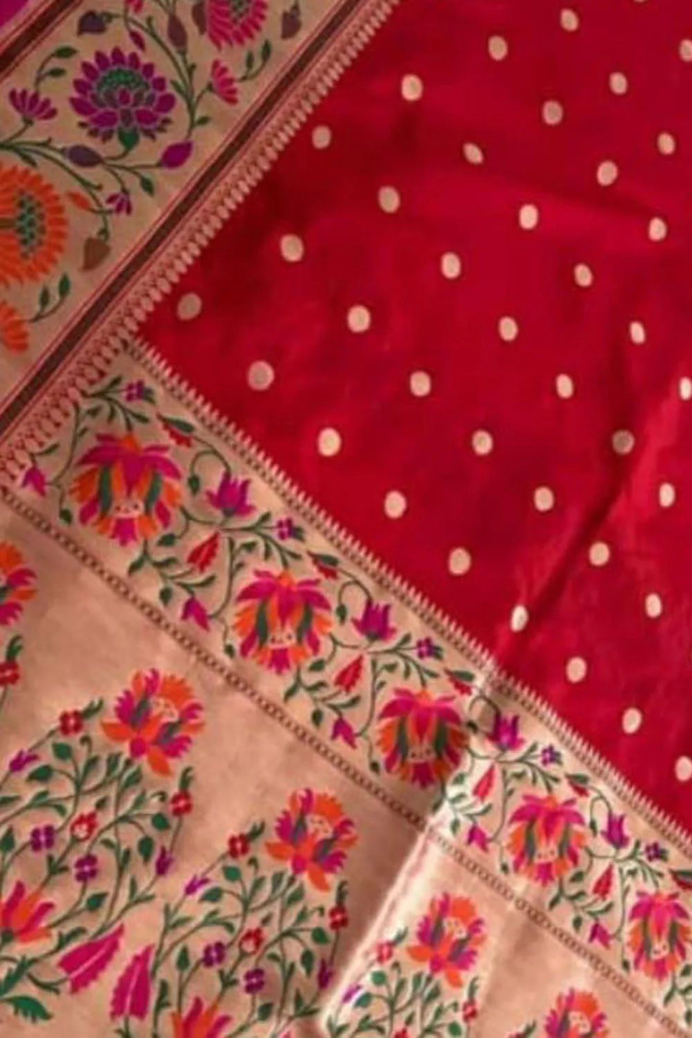 Exquisite Red Banarasi Handloom Silk Saree with Paithani Border