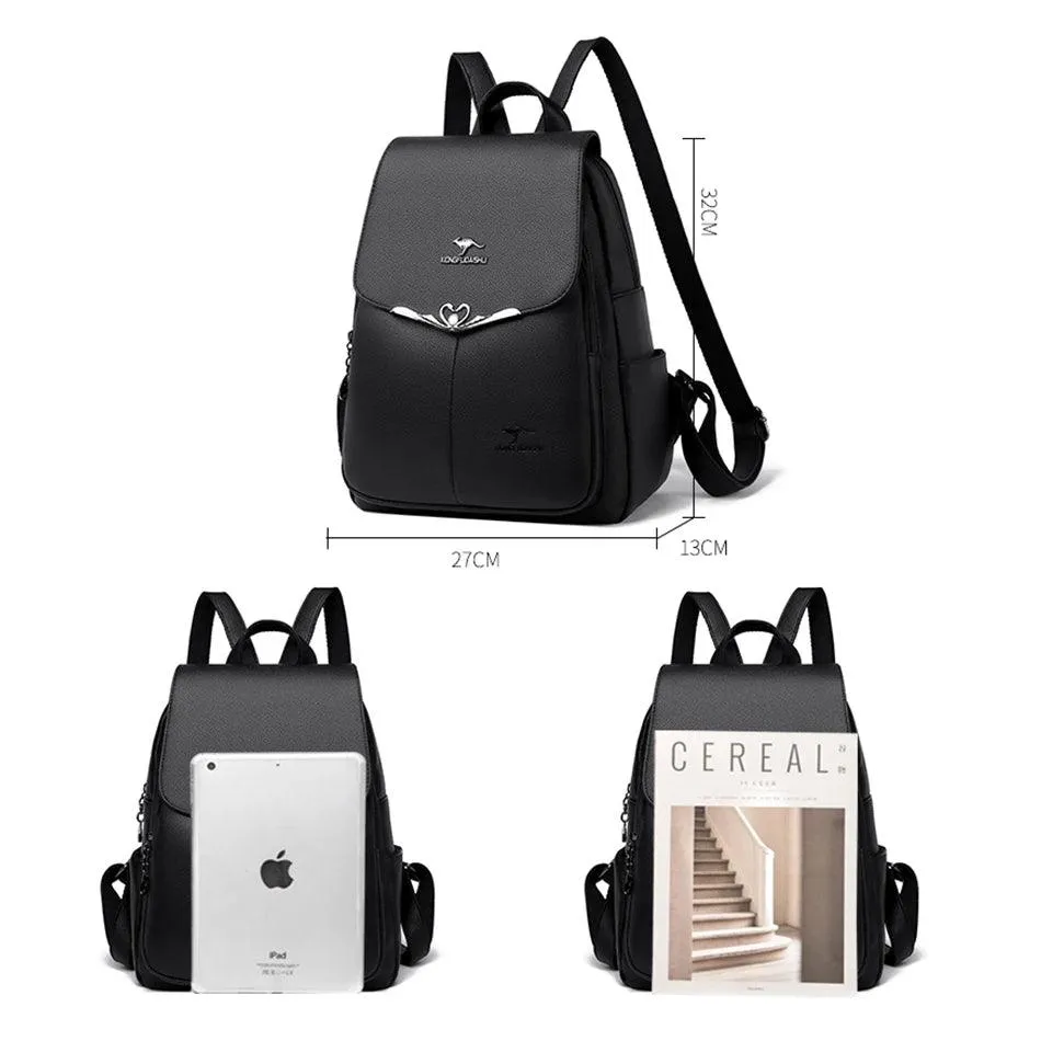 Fashion Leather Women's School Backpack