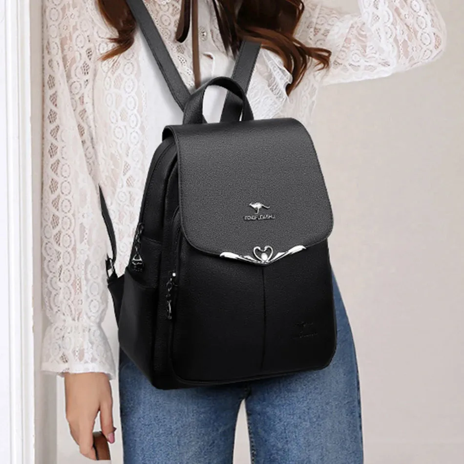 Fashion Leather Women's School Backpack