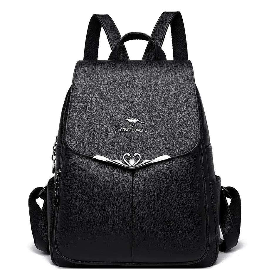 Fashion Leather Women's School Backpack