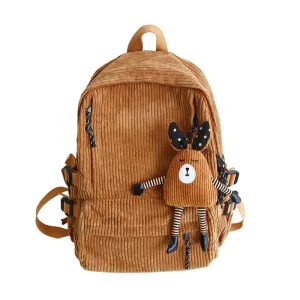 Fashion Luxury Harajuku Sytle Women's Corduroy Backpack Pure Color