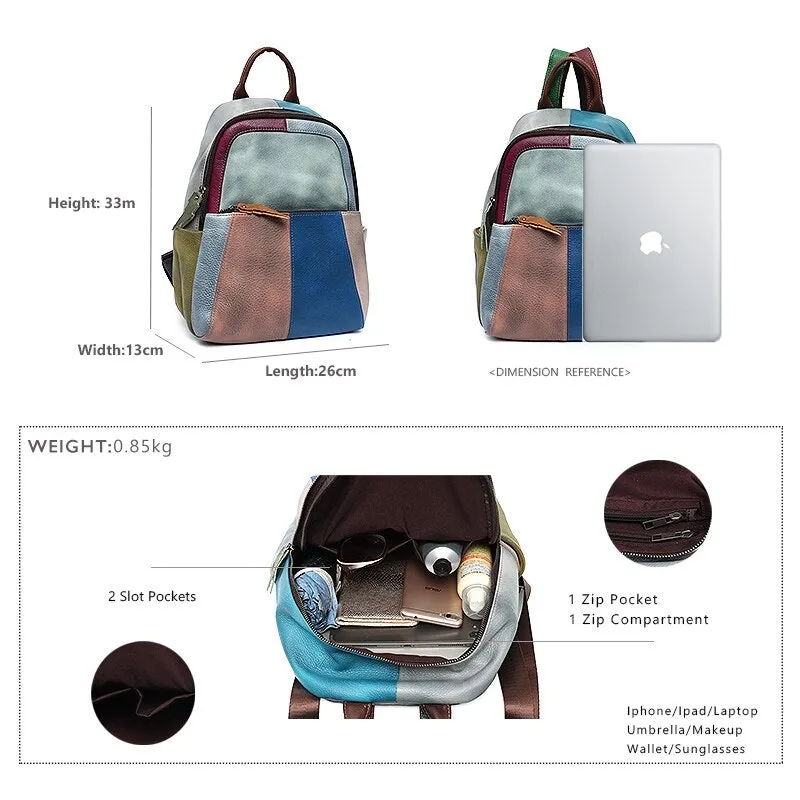 Fashionable Casual Colorful Leather Backpack For Teenage/Women