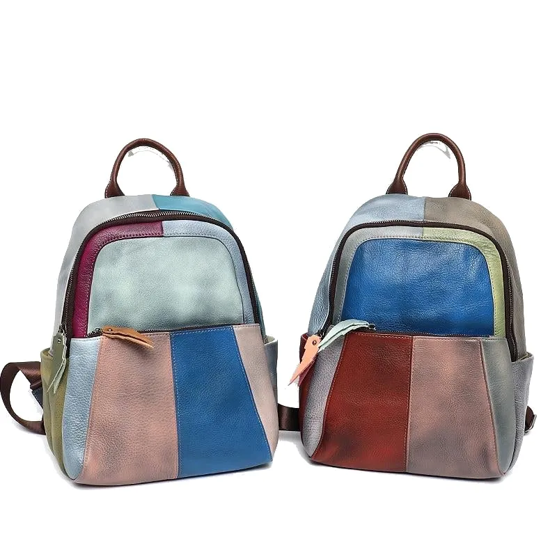 Fashionable Casual Colorful Leather Backpack For Teenage/Women