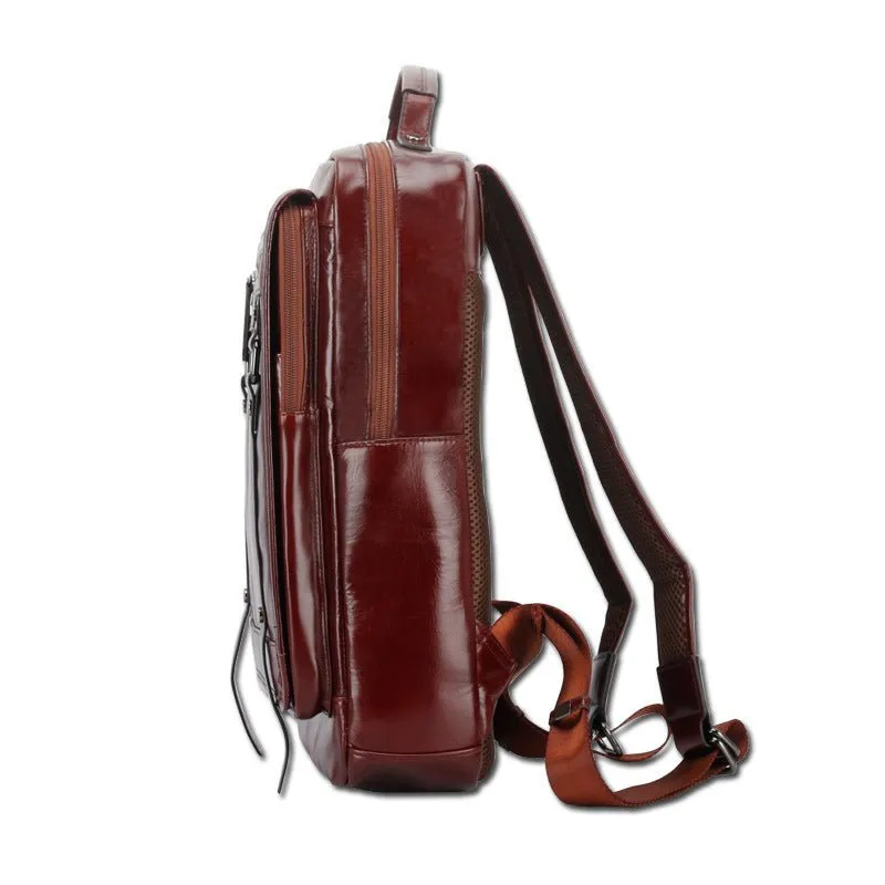 Fashionable Large-Capacity Men's Leather Backpack