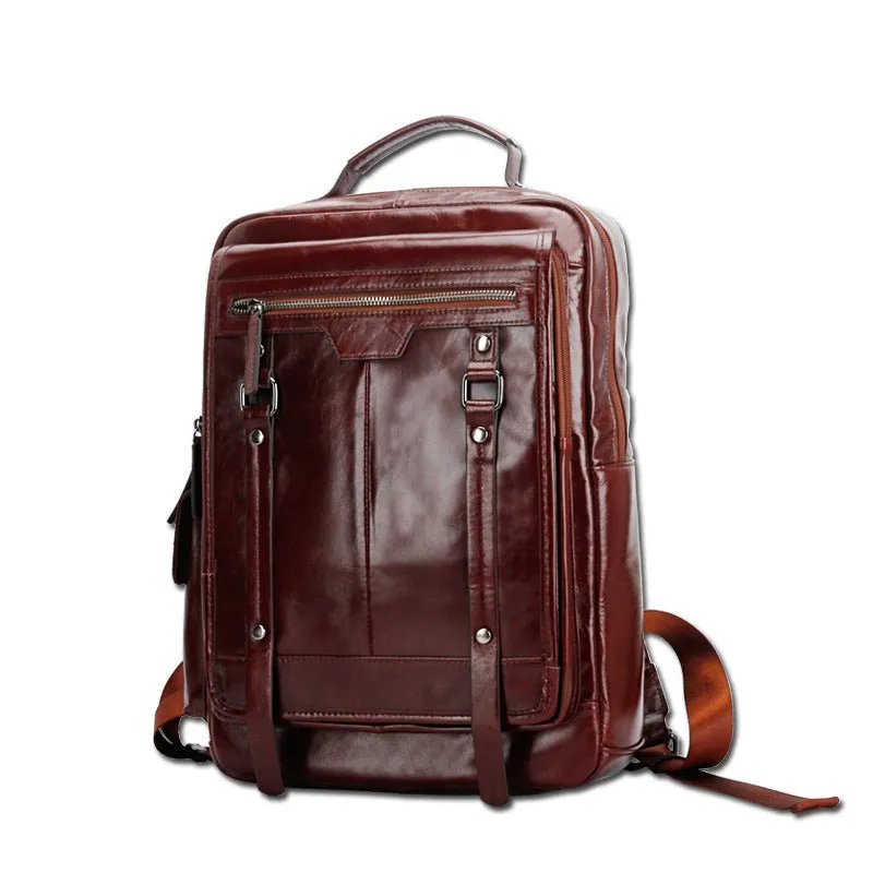 Fashionable Large-Capacity Men's Leather Backpack