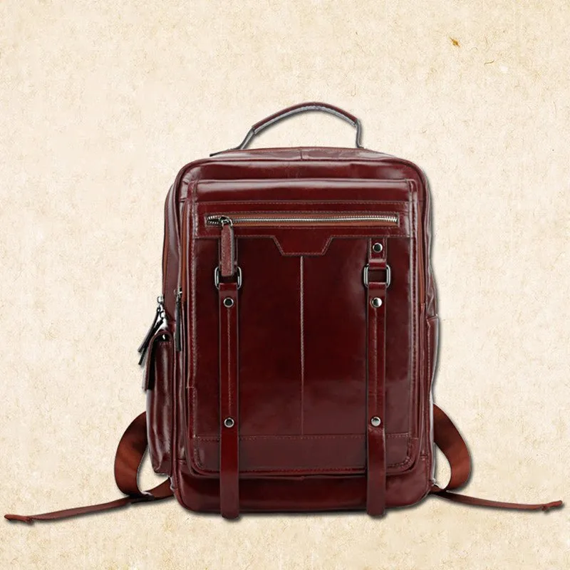 Fashionable Large-Capacity Men's Leather Backpack