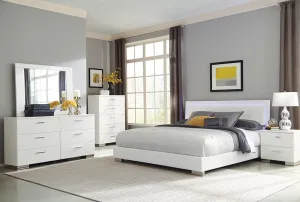 Felicity 6-piece California King Bedroom Set with LED Headboard Glossy White