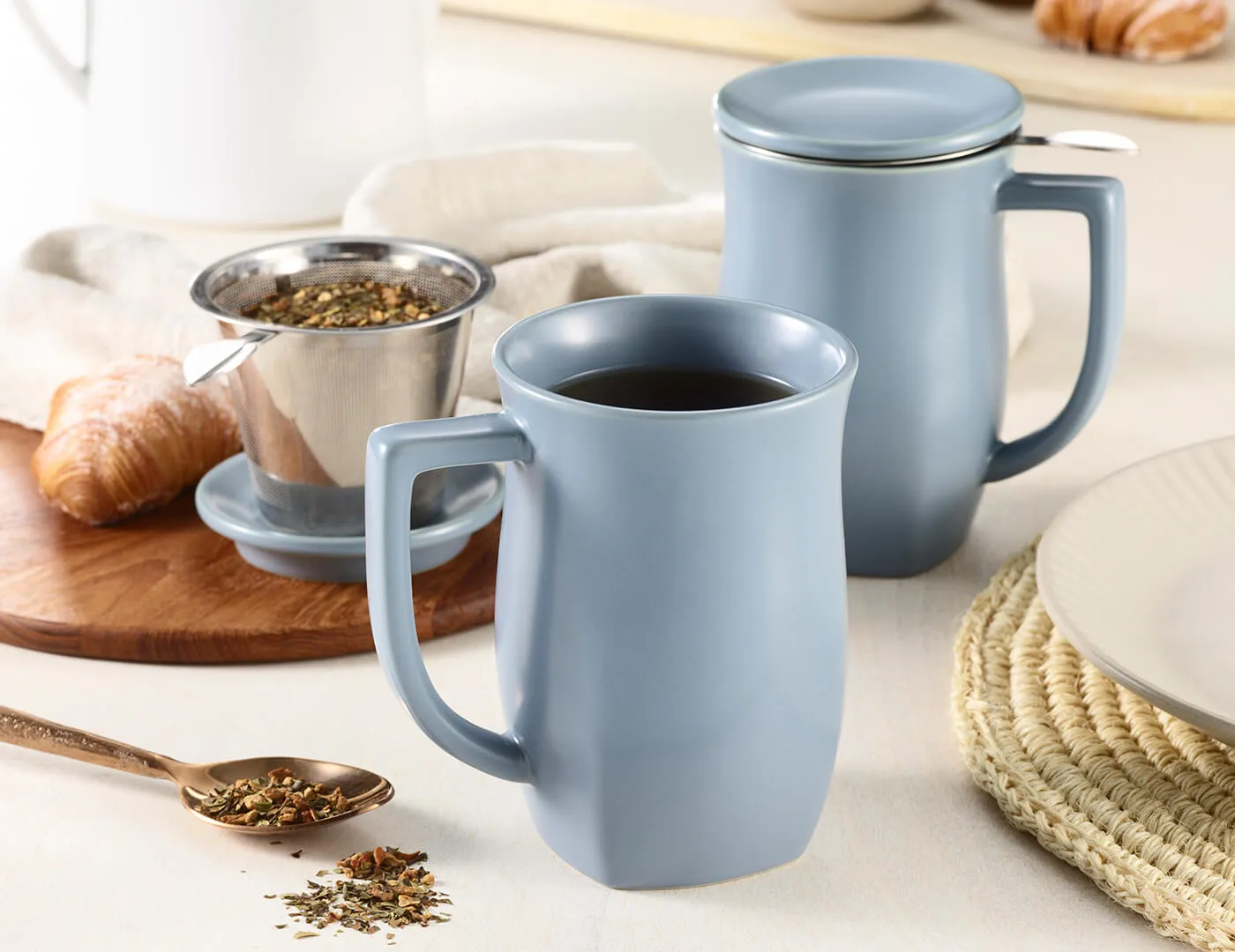 Fiore Steeping Cup with Infuser Stone Blue