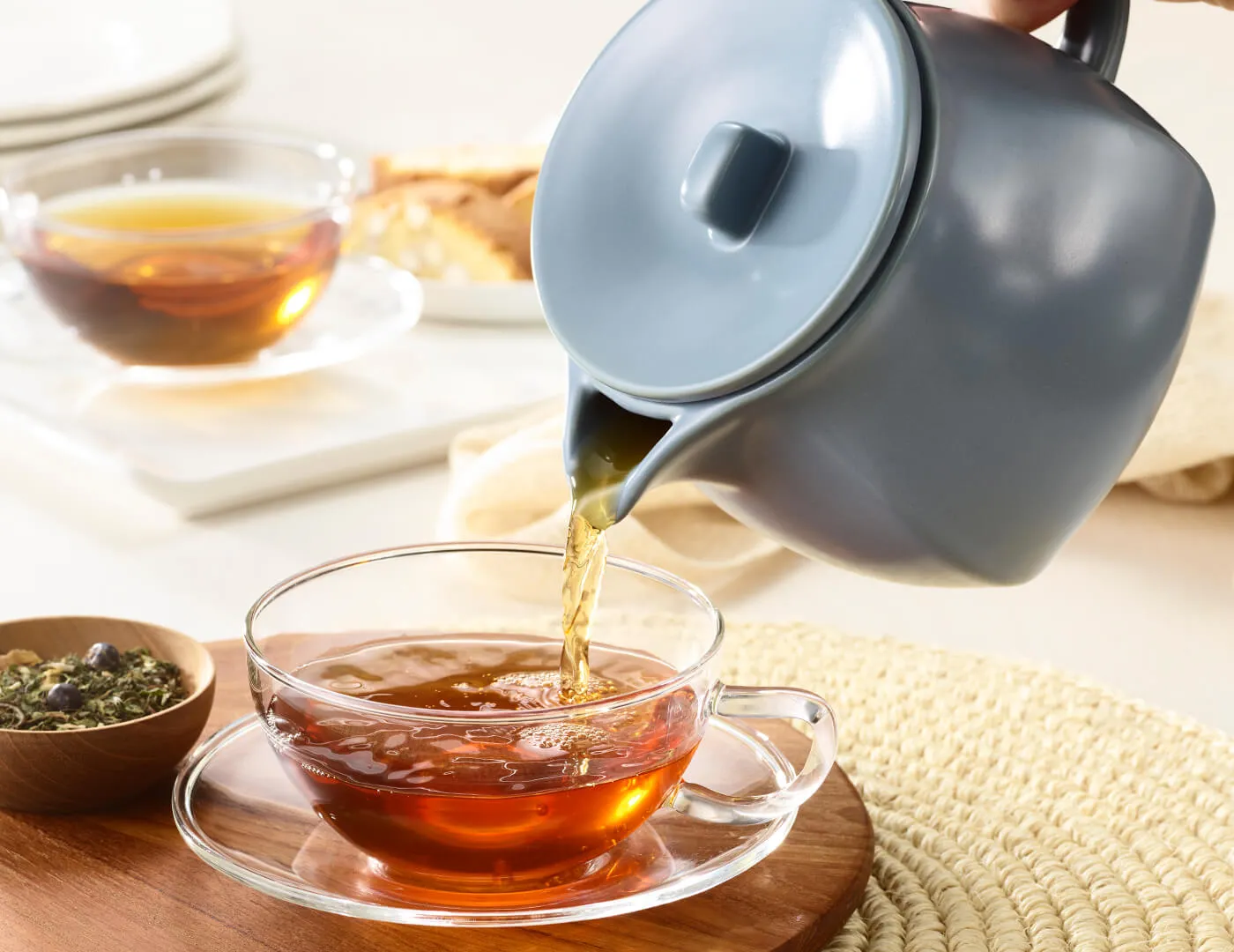 Fiore Teapot with Infuser Stone Blue