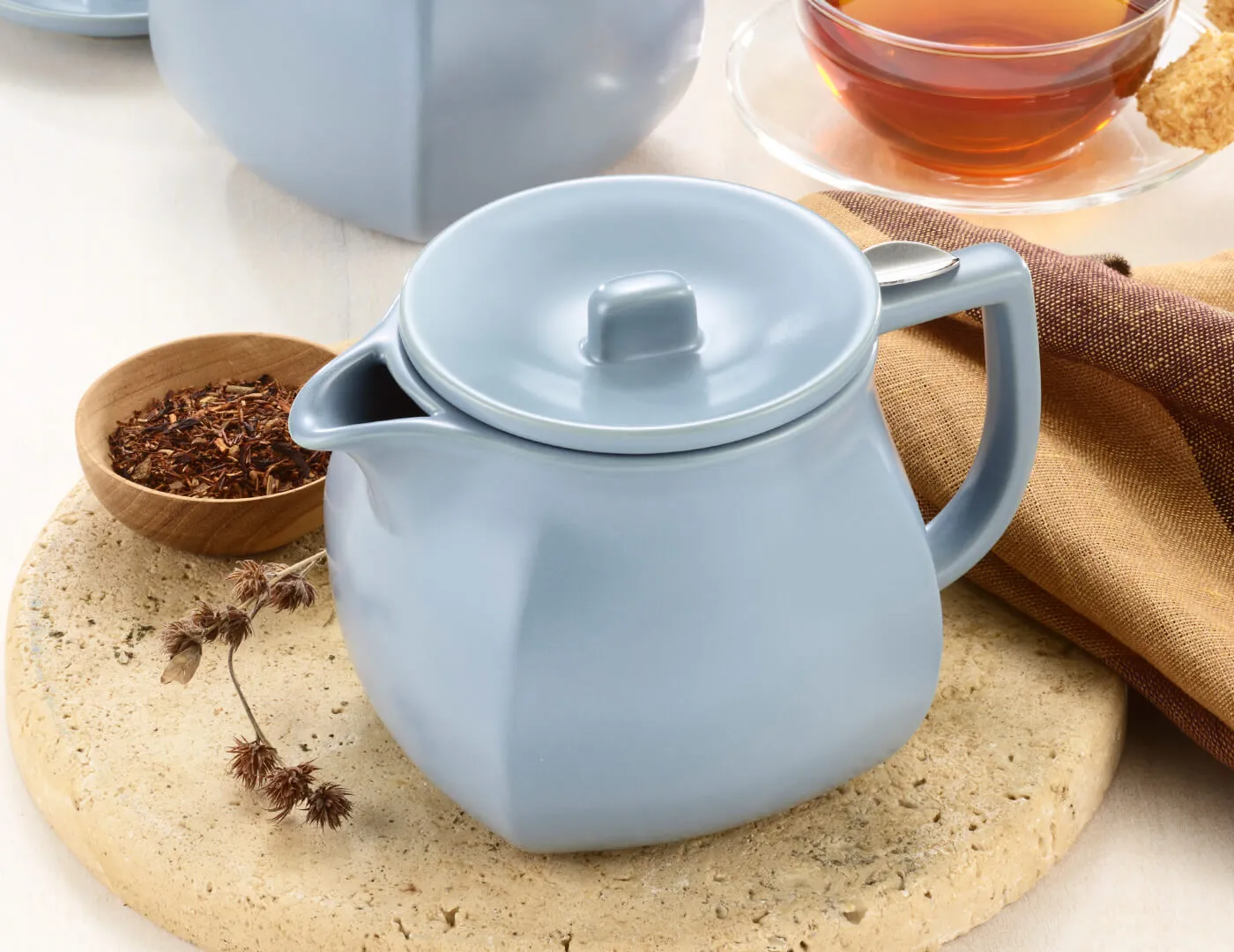 Fiore Teapot with Infuser Stone Blue