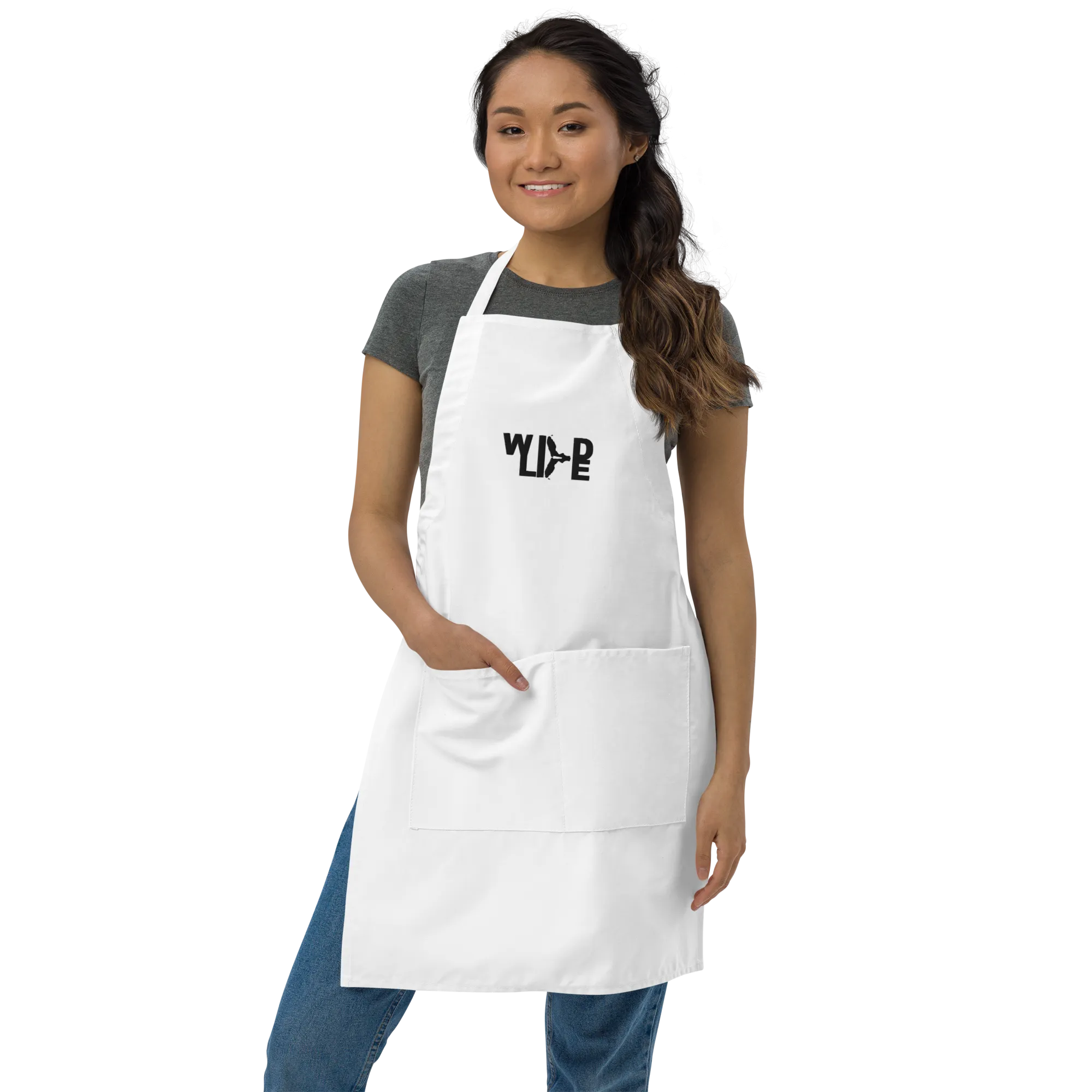 Florida Wildlife Logo in Black Embroidered Apron by Crystalyn