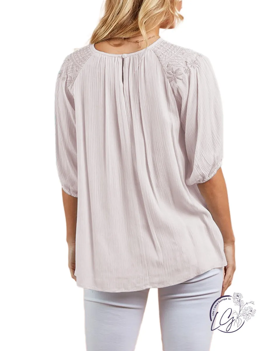 Free Spirit Embroidery Raglan Top