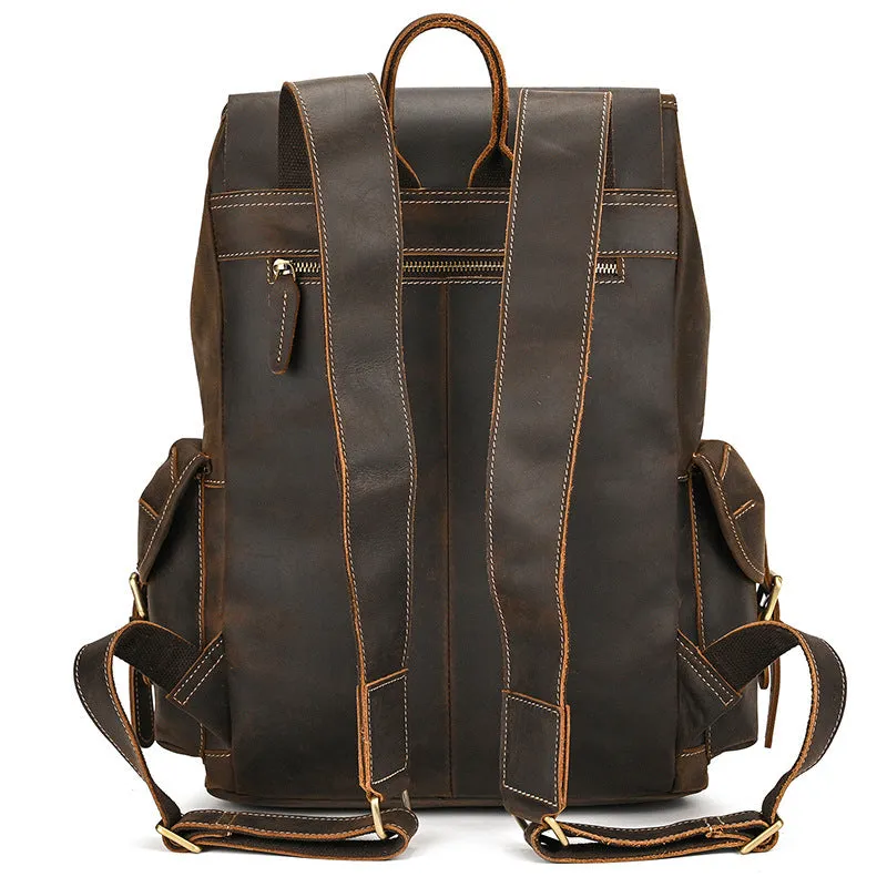 Full Grain Leather Backpack Man Travel Backpack