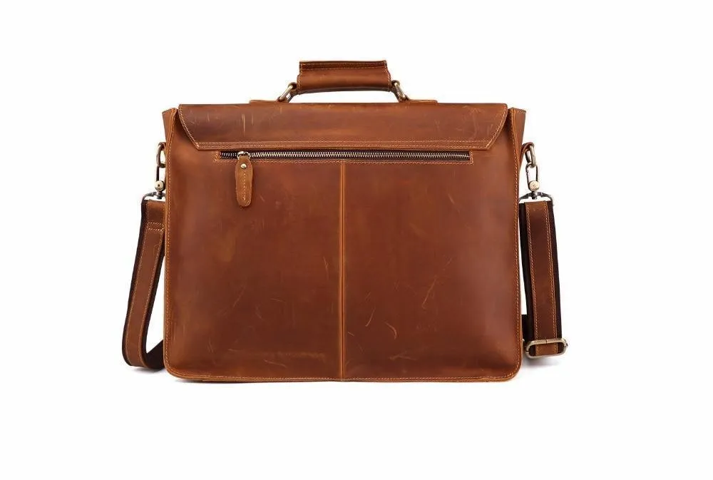 Genuine Leather Mens Briefcase Casual Messenger Laptop Bag