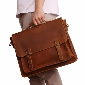 Genuine Leather Mens Briefcase Casual Messenger Laptop Bag