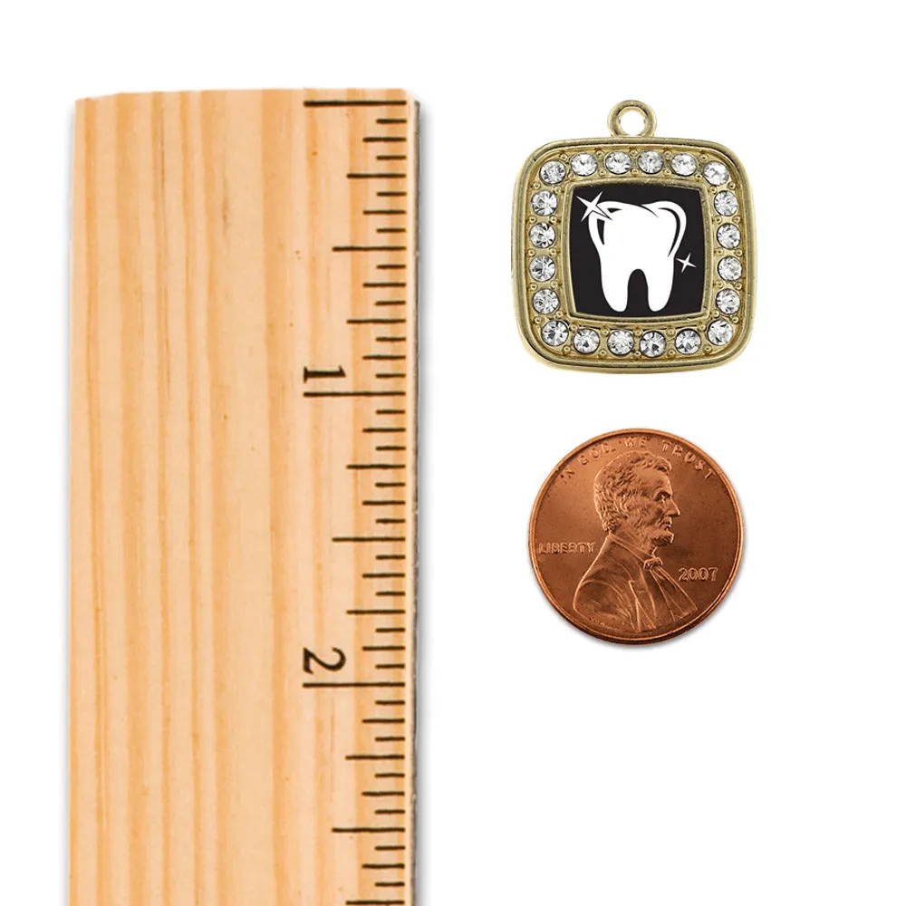 Gold Shiny Tooth Square Charm Snowman Ornament