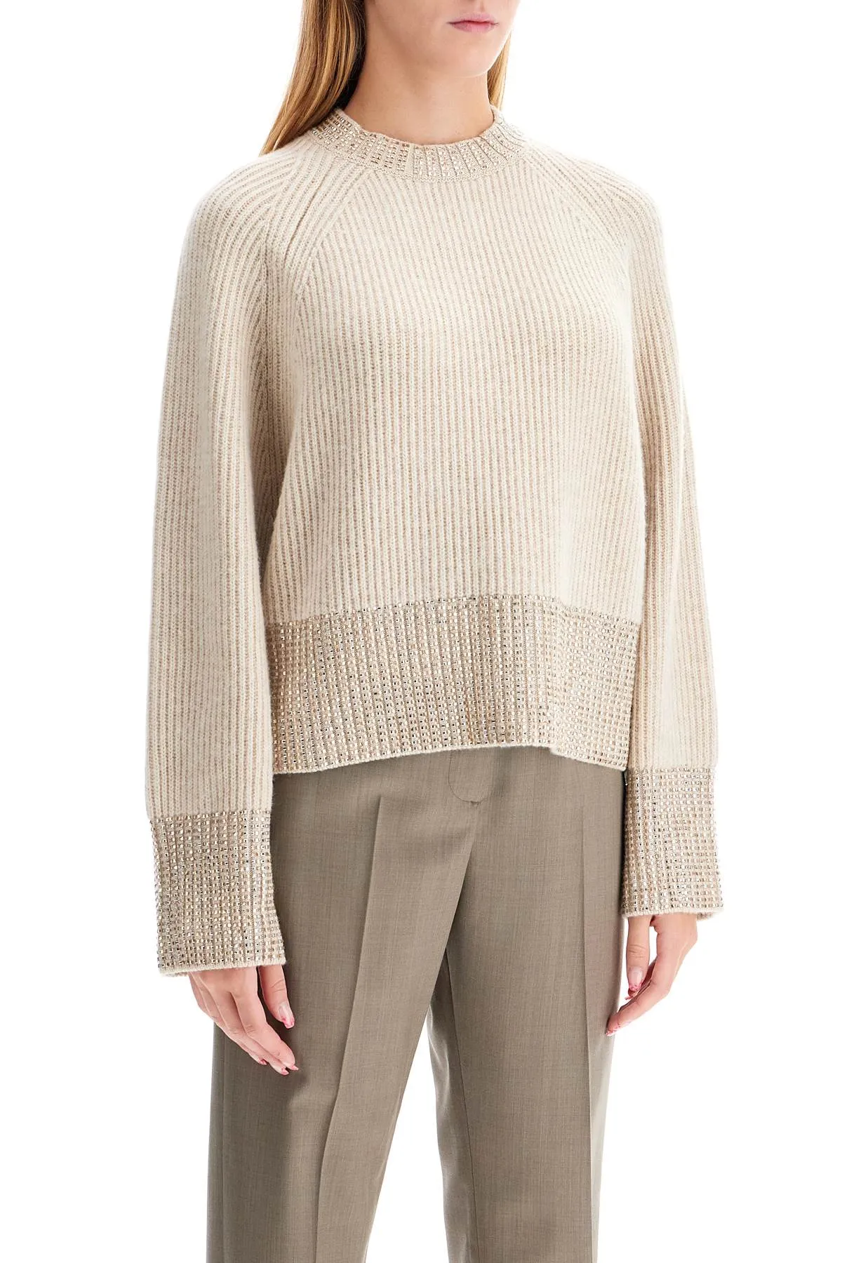 GOLDEN GOOSE boxy sweater with crystals