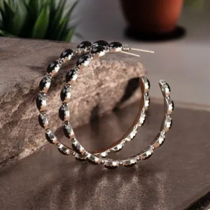 Gorgeous Black and Silver Hoop Earrings