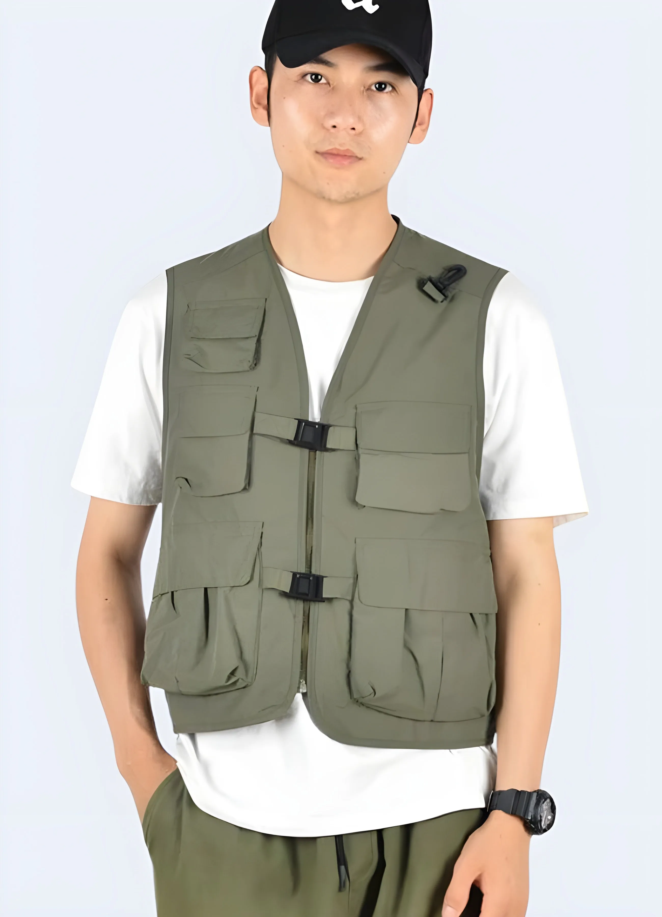 Gorpcore Sleeveless Vest Green Khaki