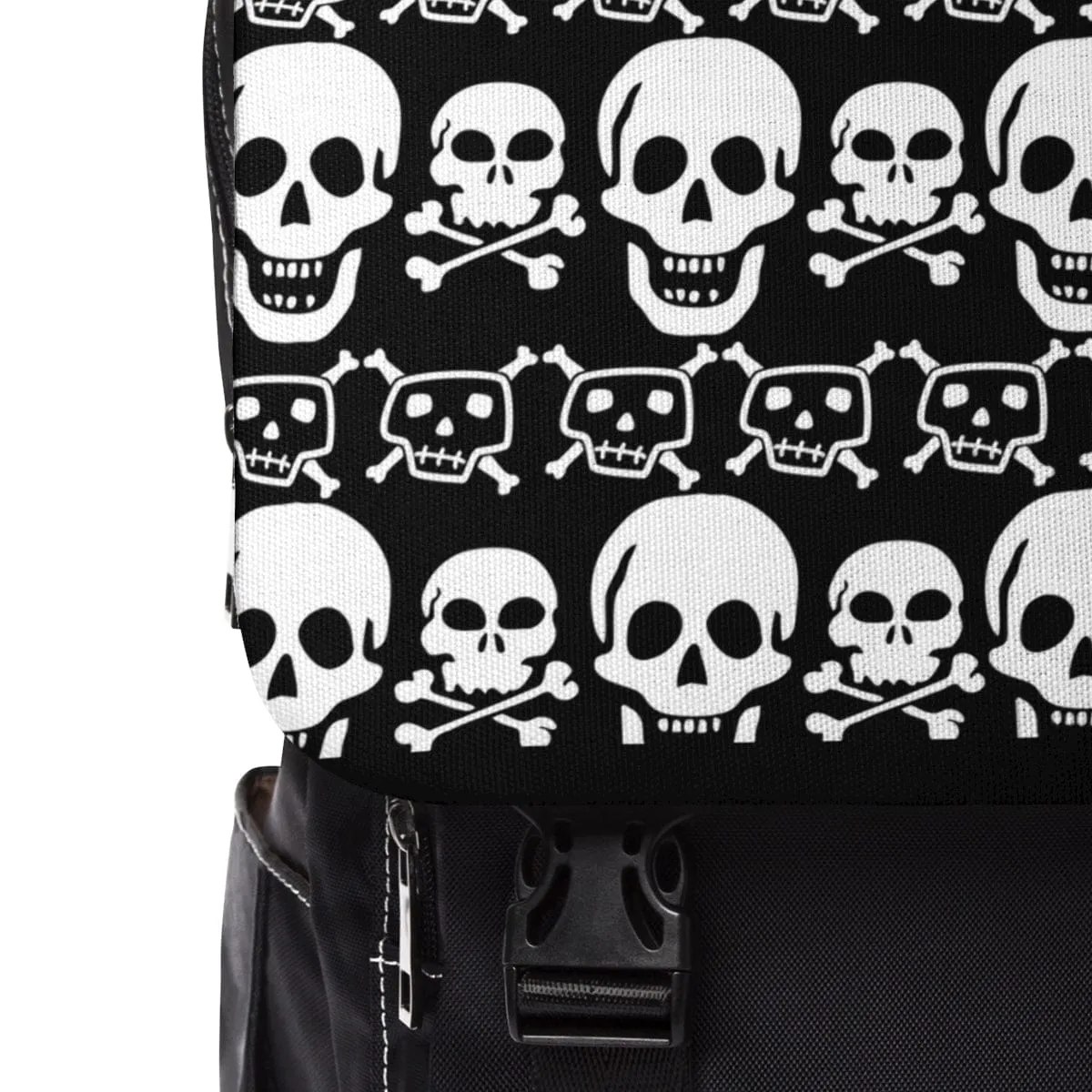 Gray Skulls Unisex Casual Shoulder Backpack