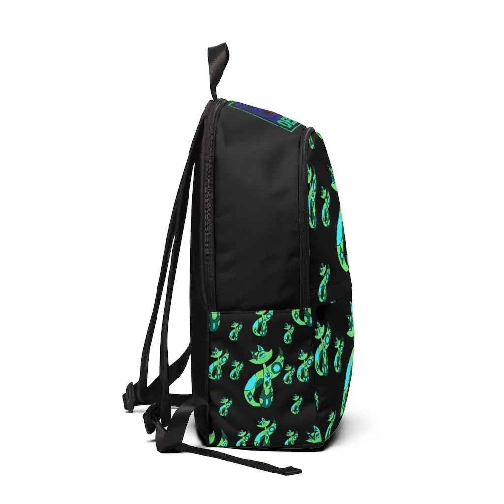 Green Cat  Unisex Fabric Backpack