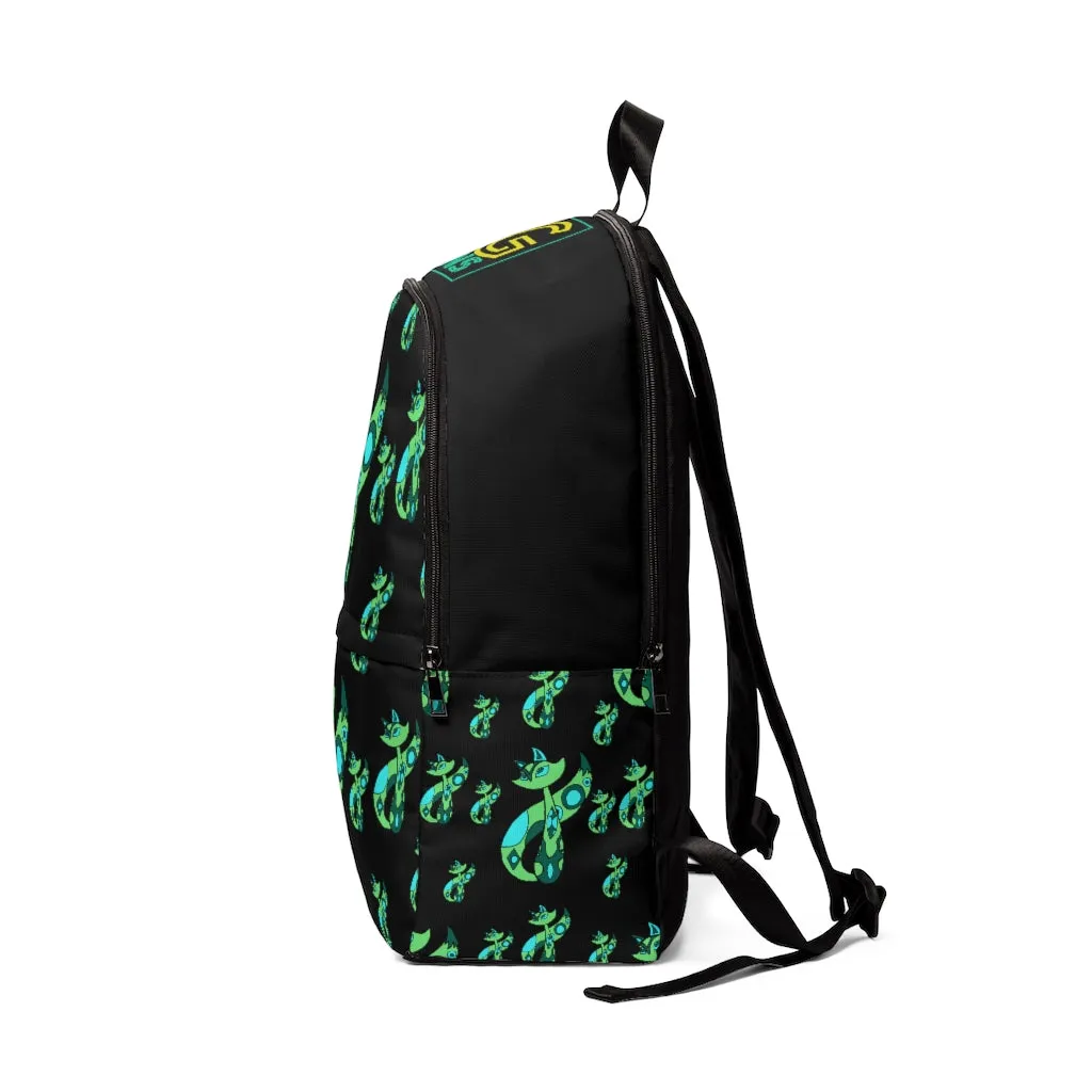 Green Cat  Unisex Fabric Backpack