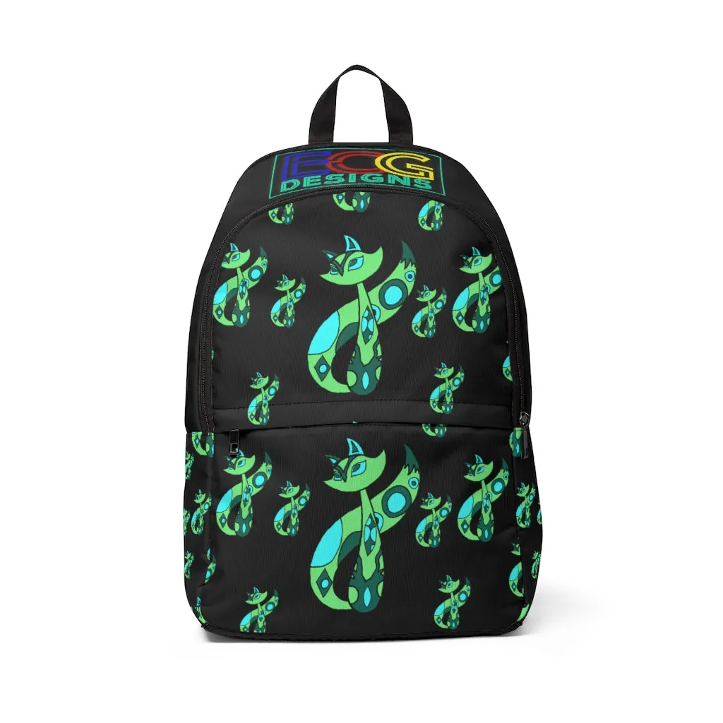 Green Cat  Unisex Fabric Backpack