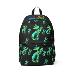 Green Cat  Unisex Fabric Backpack