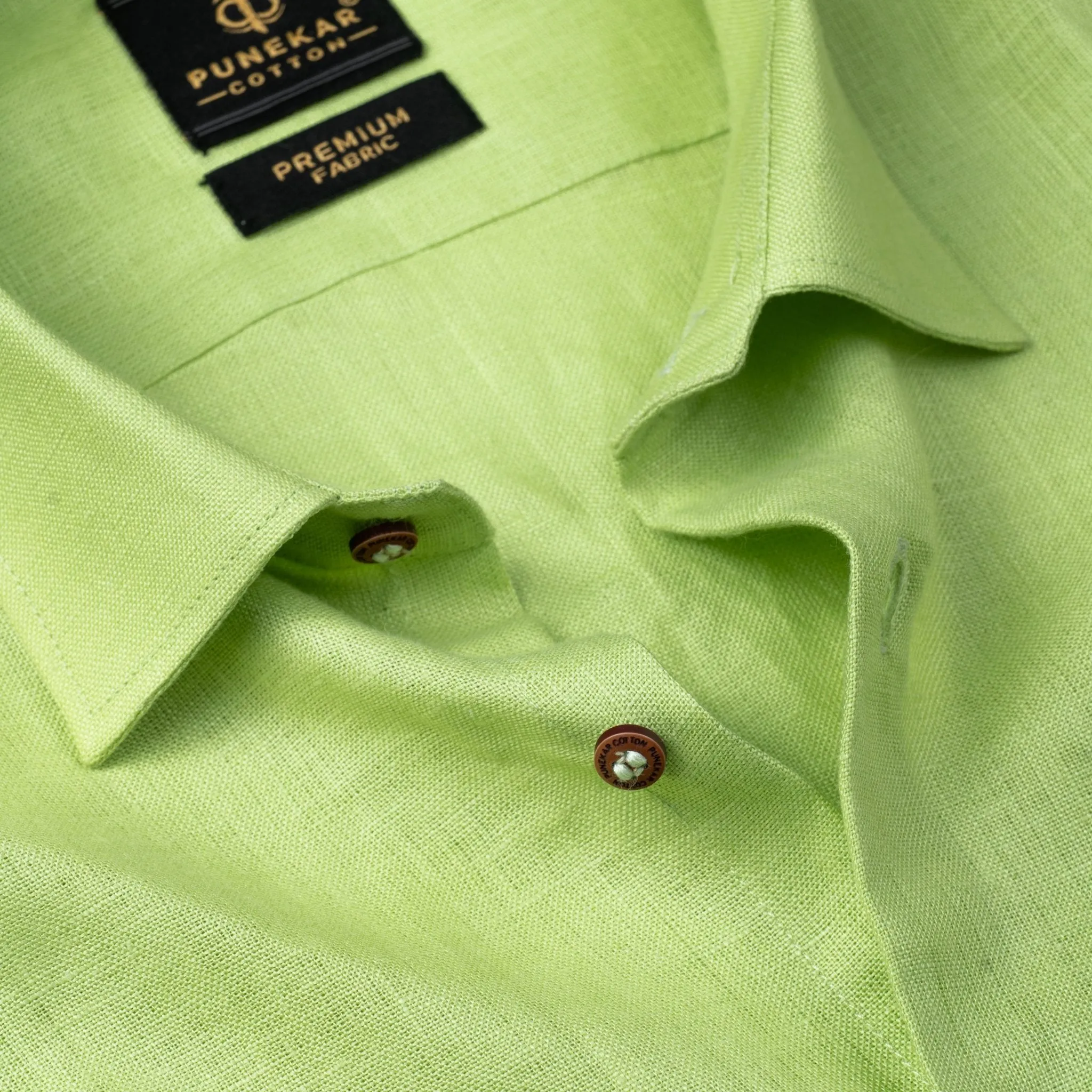 Green Color Prime Linen Shirt For Men