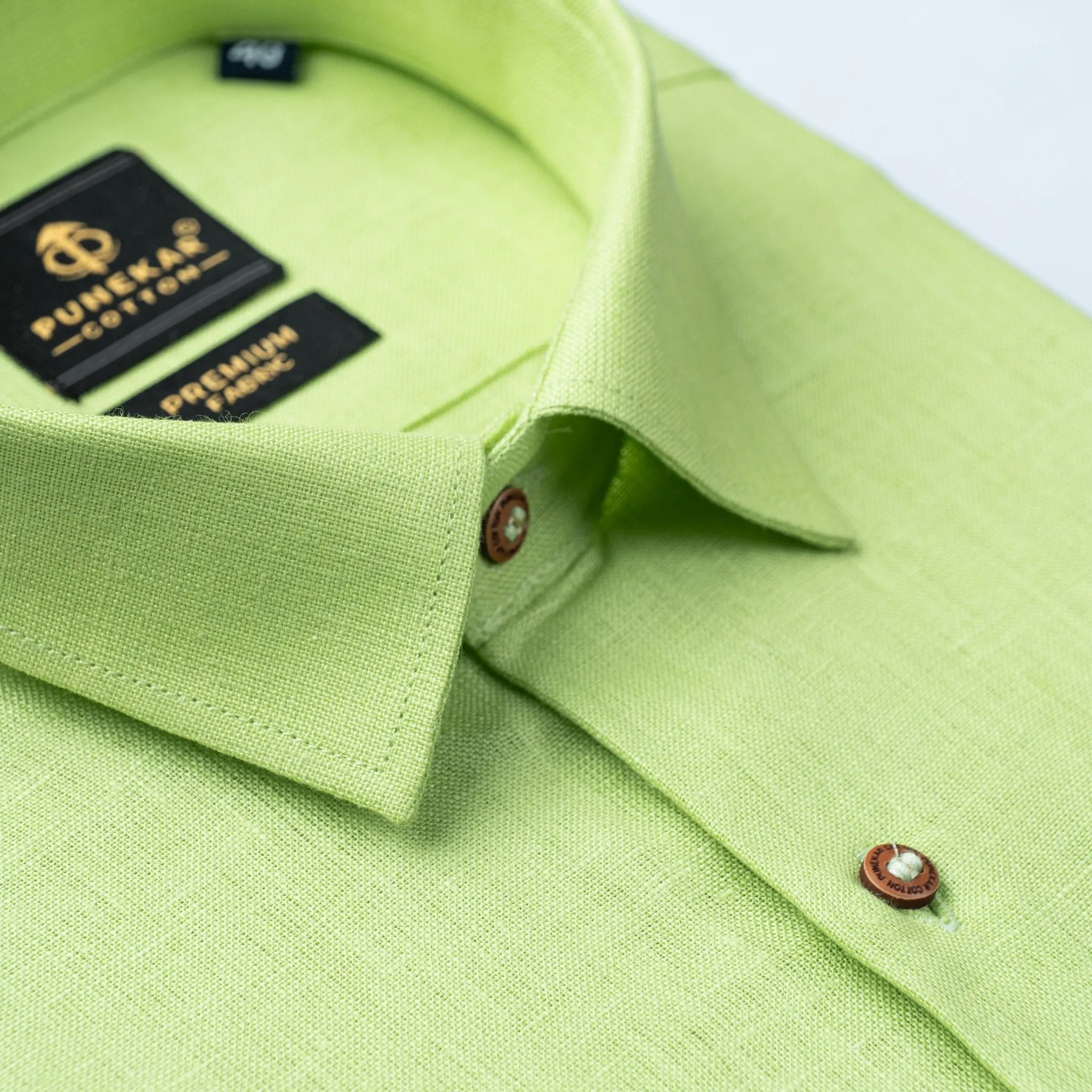 Green Color Prime Linen Shirt For Men