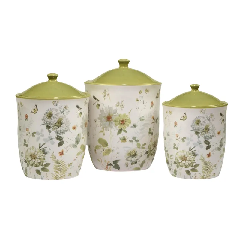 Green Fields Canister Set 3 Pc. 54 72 104 oz