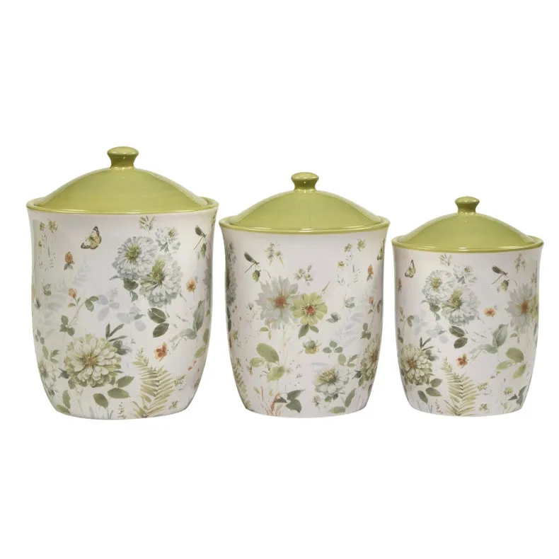 Green Fields Canister Set 3 Pc. 54 72 104 oz