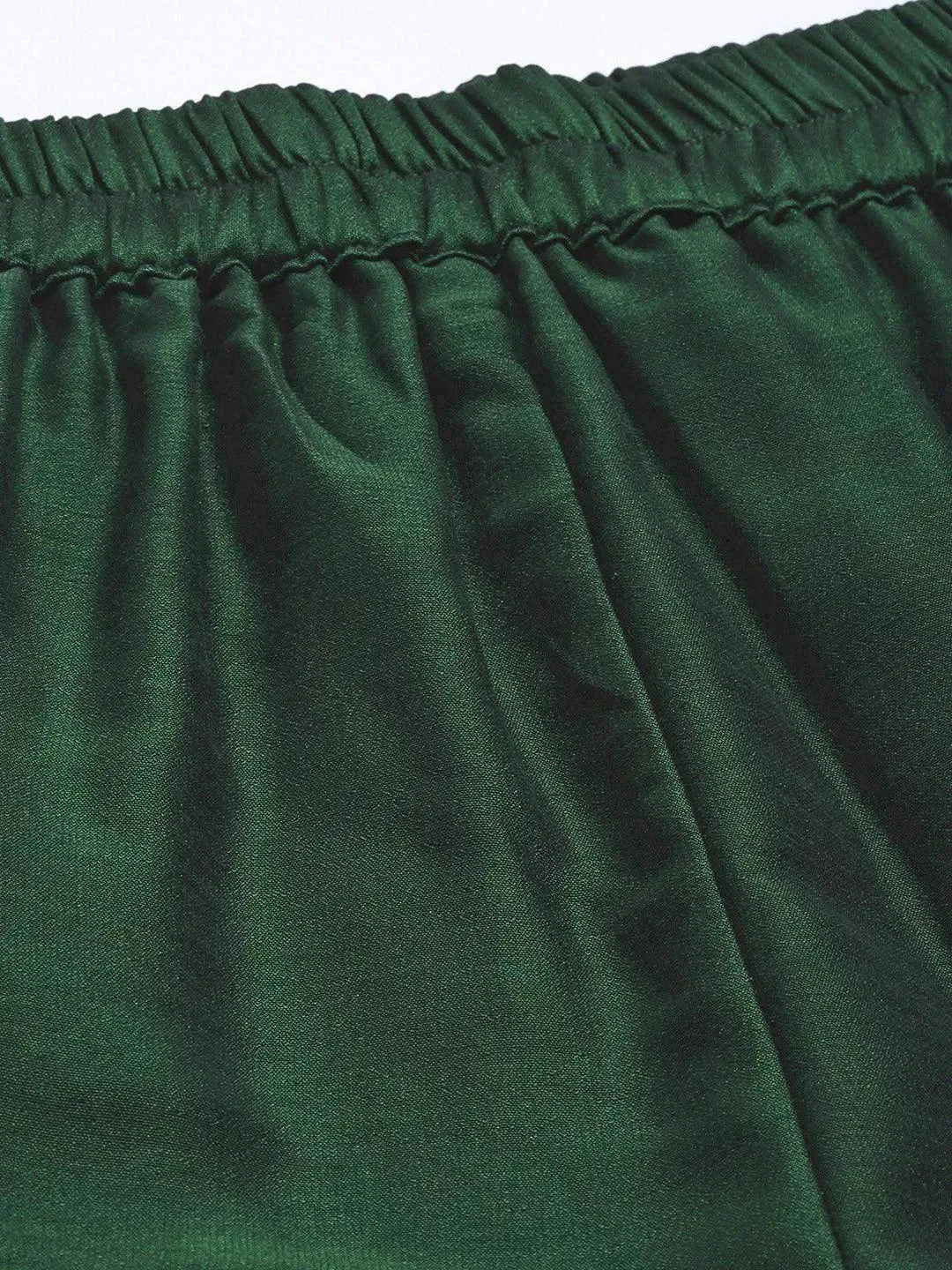 Green Solid Silk Blend Palazzos