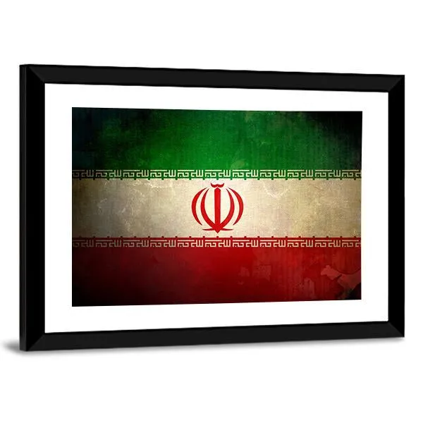 Grunge Iran Flag Canvas Wall Art