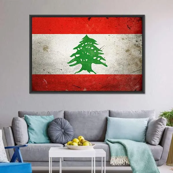 Grunge Lebanon Flag Canvas Wall Art