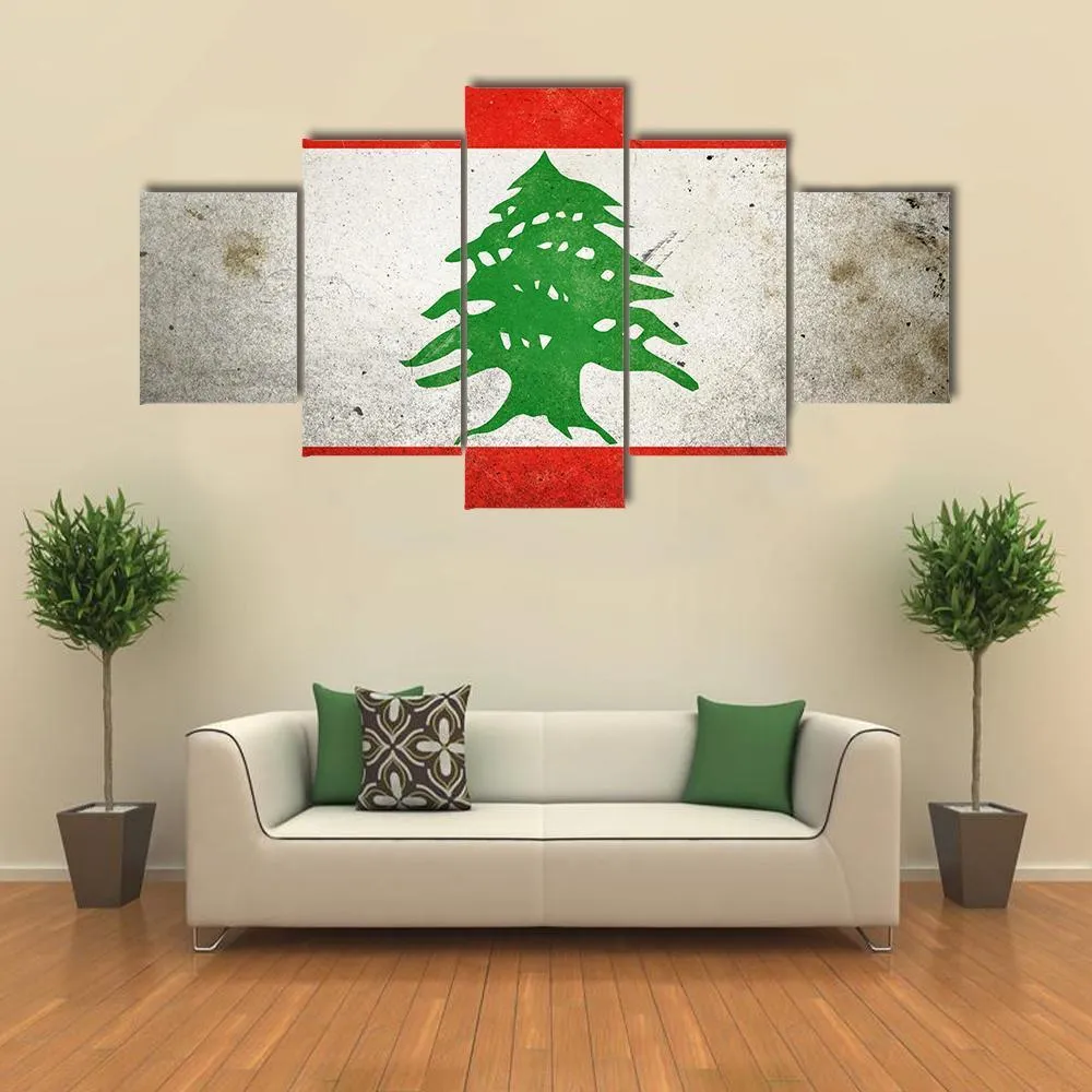 Grunge Lebanon Flag Canvas Wall Art