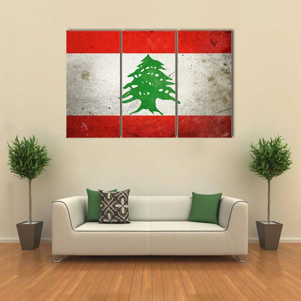 Grunge Lebanon Flag Canvas Wall Art