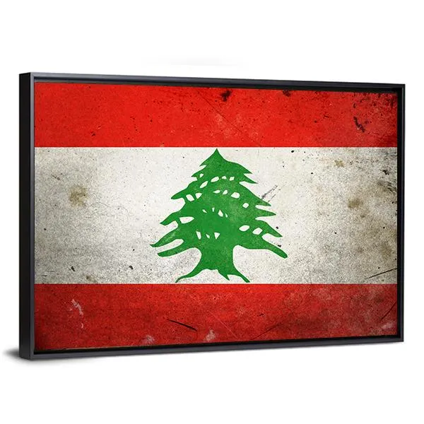 Grunge Lebanon Flag Canvas Wall Art